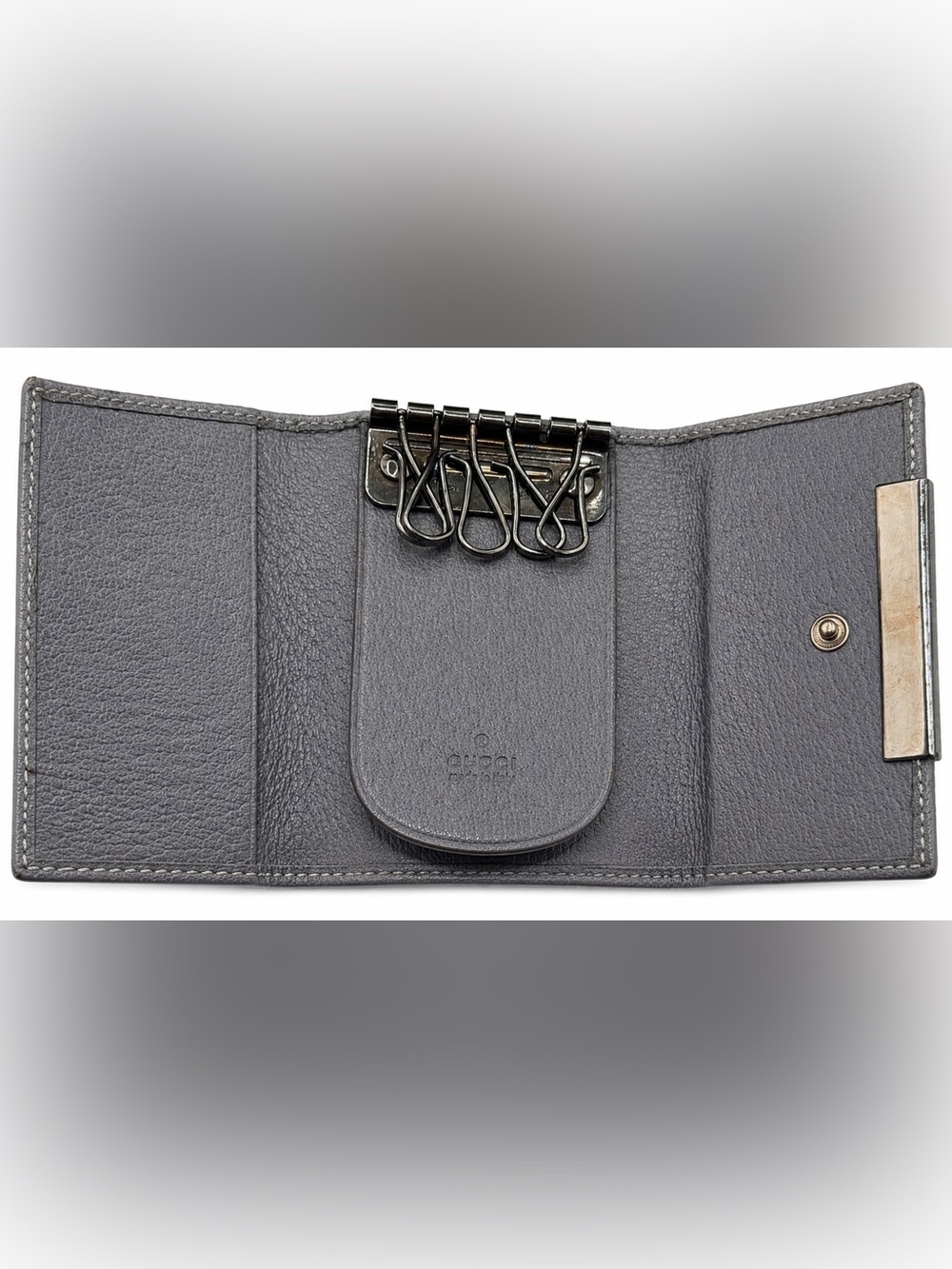 Gucci Gray Pebbled Leather 6 Hook Key Fob Made in Italy - Picture 3 of 4